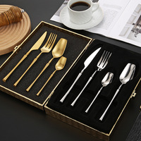 4psc ensemble vaisselle noir cuillère fourchette et couteau or Rose couverts couverts ensemble mariage hôtel vaisselle table à manger ensemble