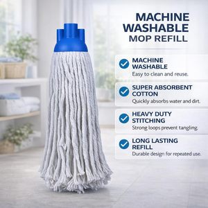 Cabezal de Mopa Redondo de 200g, Ecológico, de Poliéster y Algodón, con Mango Plano, para Limpieza de Pisos del Hogar - Product Image 5
