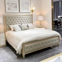 2024 lit rembourré personnalisé tissu doux lit pleine grandeur Antique luxe moderne King Size cadre de lits de rangement en bois