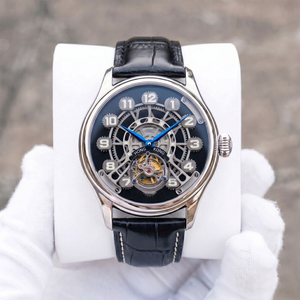 นาฬิกาข้อมือผู้ชาย OEM Tourbillon ระบบจักรกล ดีไซน์หรูหรา หน้าปัดธีมสกายไลน์ ตัวเรือนสแตนเลส กระจกแซฟไฟร์ สายหนัง แบบสั่งทำพิเศษ - Product Image 1