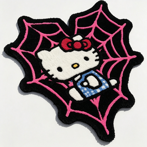 Alfombra Personalizada Hecha a Mano con Diseño de Telaraña de Anime, Alfombra de Área Gruesa con Forma Irregular y Diseño de Hello Kitty - Product Image 1