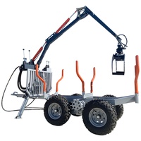 Machine forestière Remorque à bois ATV de 1,5 tonne avec grue pour le chargement du bois