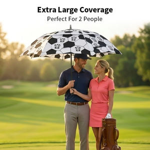 Parapluie de golf extra large, double couche, résistant au vent, pour événements sportifs en plein air, couverture de stade, tige en fibre de verre, style football - Product Image 2