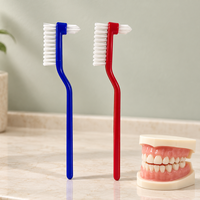 Brosse à dents à double tête antidérapante à poils durs pour le nettoyage des prothèses dentaires, conception personnalisée pour la vente en gros de brosses à dents invisibles