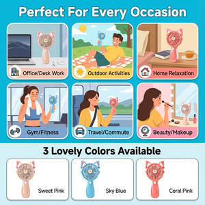 Portable Handheld Mini Cat Fan USB <b>Battery</b> Charging Rechargeable 400mah <b>Battery</b> Ultra-Long Lasting Three Speed Household Use - Product Image 6