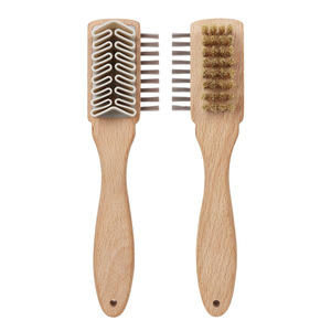 Ensemble de brosses à chaussures Yingte, 2 pièces, manche en bois, nettoyage du daim et du cuir, avec boucle de suspension, pour le soin des baskets et des chaussures - Product Image 1