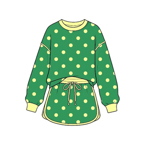 Ensembles personnalisables 2 pièces pour petites filles : haut à manches longues et jupe à pois – Tenues décontractées printemps-automne - Product Image 6