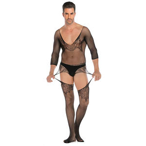 Vente chaude <span class=keywords><strong>bas</strong></span> pour hommes Floral Mesh noir Lingerie résille <span class=keywords><strong>bas</strong></span> pour hommes - Product Image 2