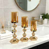Porte-bougie Hurricane, élégant chandelier à tige haute, bougie pilier en option, taille et finition personnalisables pour table de mariage et décoration intérieure