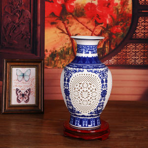 Prix compétitif Vase élégant artisanal délicat doublement évidé bleu blanc pastel - Product Image 4