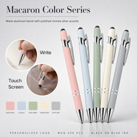 Cadeaux promotionnels, stylo à bille en caoutchouc souple, style macaron pastel, 2 en 1, rechargeable, en stock