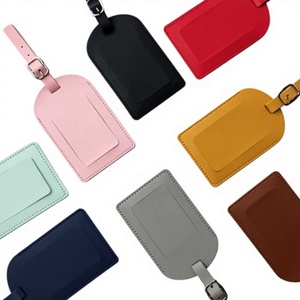 PU Leather Luggage Tag Travel <b>Suitcase</b> Bag Tag Boarding Pass ID Name Label Tag Colorful Travel Accessories OEM ODM Wholesale - Product Image 1