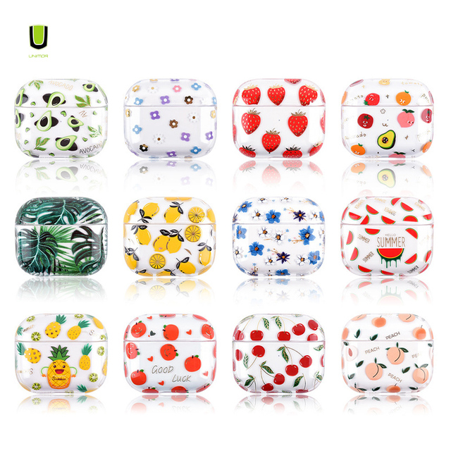Fruit Print Pattern Custom Earphone Cover Hard PC Anti-fall Clear Headphone Case Bulk Wholesale for Airpods 1/2 3rd 4 Pro 2 Case
