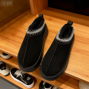 Zapatos para Caminar con Suela Gruesa, Estilo Nuevo y Popular, Color Puro, Cálidos para Invierno y Otoño, Parte Superior de Cuero Sintético, Diseño a Cuadros - Product Image 4