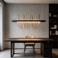 Lustre linéaire minimaliste en fer forgé avec finition peinture thermolaquée, luminaire suspendu LED pour salle à manger
