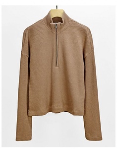 2025 vente en gros personnalisé été coton mélangé côtelé femmes tricot 2 pièces pull court ensemble Quater fermeture éclair haute qualité tricots OEM - Product Image 6