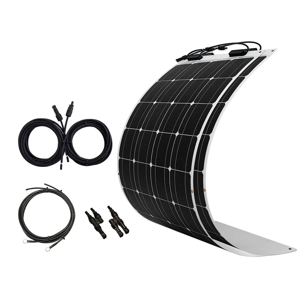 Solar Energy System Set Kit Power Cell Mono Strips Manufacturer Sunpower 100W 200W 300w Etfe Flexible Solar Panel For Boat
