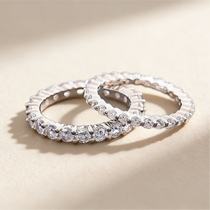 Full Eternity <b>Ring</b> 925 Sterling Silver Round CZ Eternity Band Prong <b>Set</b> <b>Wedding</b> Anniversary Stackable <b>Ring</b> <b>for</b> <b>Women</b> - Product Image 1