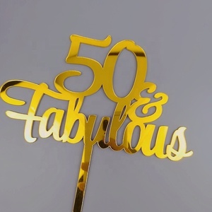 Adorno de Pastel Personalizado de Acrílico Dorado con Láser para Cumpleaños o Aniversario de 30, 40, 50, 60 o 70 Años, Estilo Lujoso - Product Image 2