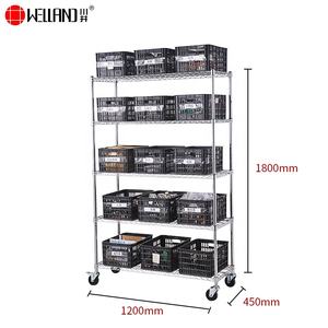 NSF Étagère en fil métallique de 4 pieds en acier pour entrepôt commercial à usage intensif à 5 couches avec roues en caoutchouc à vis de 3 pouces - Product Image 2