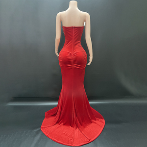 Novance Y4661 nuovi prodotti più venduti 2025 trenino <span class=keywords><strong>rosso</strong></span> elegante <span class=keywords><strong>abito</strong></span> da sera glamour <span class=keywords><strong>senza</strong></span> <span class=keywords><strong>spalline</strong></span> Sexy abiti da festa donna - Product Image 3