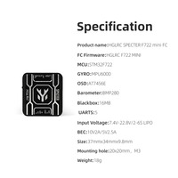 HGLRC SPECTER F722 Pengontrol Penerbangan Mini 2-6S MPU6000 Gyro Baro 16MB Blackbox Dual BEC Digital HD FPV