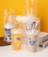 Sacs en plastique transparents pour emporter café, soupe, bubble tea, avec poignée, pour livraison, porte-bubble tea