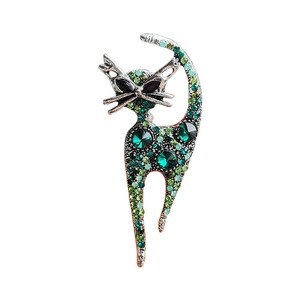Broche do gato do diamante do vintage Broche adorável <span class=keywords><strong>DIY</strong></span> Metal Cut Lapela Pin Suit - Product Image 3