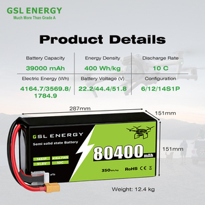 Batterie lithium-ion semi-solide GSL ENERGY 22,2 V 80,4 Ah 1784,9 Wh avec cellules de qualité 10C pour drones FPV, agriculture et <span class=keywords><strong>logistique</strong></span> - Product Image 2