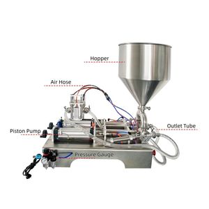 Machine de remplissage semi-automatique à double tête à piston BANMO MS-TSA-03 avec grande trémie en acier inoxydable 304 - Product Image 6