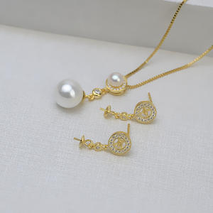 Handmade S925 Silver DIY Accessories <b>Set</b> Double Bead <b>Pearl</b> Empty Holder Europe Style Fashion Jewelry-<b>Necklace</b> Pendant Ear Studs - Product Image 3