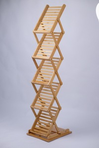 Estante de exhibición de libros plegable de bambú de 5 niveles, soporte para el hogar o la librería, estante de literatura de catálogo de madera para almacenamiento y exposición - Product Image 6