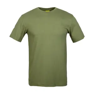 Бесплатная выборка, футболка с Рип-стопом, оптовая продажа, зеленая футболка с круглым вырезом, камуфляжная хлопковая футболка