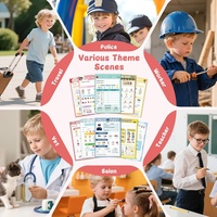 Carnets de jeu d'imitation pour enfants, avec thèmes Restaurant, Visite chez le vétérinaire, Salon de café, Carnet de jeu de rôle imaginatif