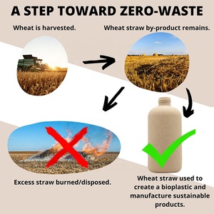 Hộp Đựng Phân Hủy Sinh Học Thân Thiện Với Môi Trường Chai Đeo Vai Tròn 250Ml Chai Có Thể Tái Chế Bằng Rơm Lúa Mì Cho Sữa Tắm Dầu Gội Đầu - Product Image 3