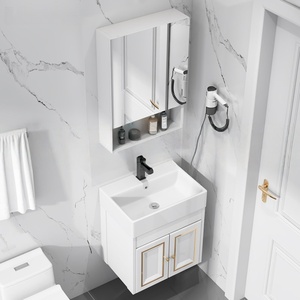 Small ceramic integrated basin intelligent <b>mirror</b> cabinet small-sized <b>wall</b> mounted bathroom cabinet - Product Image 1