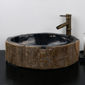 Incroyable évier <span class=keywords><strong>en</strong></span> pierre de <span class=keywords><strong>bois</strong></span> pétrifié fossile naturel - Product Image 4