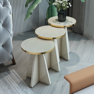 Juego de mesa de centro de 3 piezas, moderno, con diseño de hongos, adecuado para salas de estar y oficinas. - Product Image 4