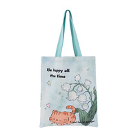 Sac fourre-tout réutilisable en toile de velours durable avec logo personnalisé imprimé, motif de dessin animé, longue bandoulière, respectueux de l'environnement, pour femmes - Utilisation multi-scènes