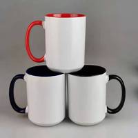Tasse à thé en grès de 15 oz pour sublimation, avec anse colorée, logo personnalisé imprimé, mug en céramique émaillée personnalisable – Vente en gros
