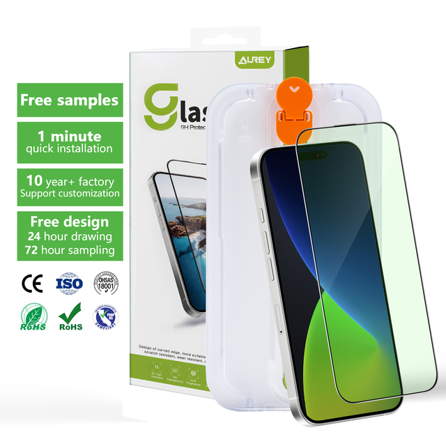 Factory Anti Blue Light DLC Tempered Glass Screen Protector Easy Quick Installation Tray Kit for iphone 16 15