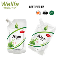 Pochette Doypack transparente à bec verseur pour eau de coco, résistante aux hautes températures, pour boissons à base d'aloe vera, sachet rétractable stérilisable