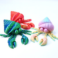 Figura Impresa en 3D de Cangrejo Ermitaño de Ojos Grandes, Modelo de Animal Marino con Articulaciones Completamente Móviles, Adorno Decorativo, Juguete y Regalo de Cumpleaños
