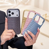 Étui de téléphone en cuir de luxe, couleur unie, antichoc pour iPhone