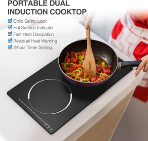 Penanak induksi ganda, pintar, 10 tingkat daya, kontrol sentuh 110V 220V mati otomatis untuk dapur Modern - Product Image 3