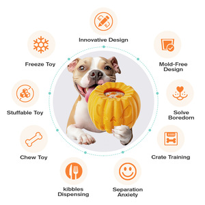 Pumpkin Dog Slow Feeder <b>Toy</b>, Stuffable & Freezable, Durable Chew <b>Toy</b> for Anxiety Relief & Boredom, Kibble Dispensing for Medium - Product Image 2