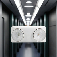 Lumière d'urgence LED double spot rechargeable murale réglable, indice de protection IP20, durée d'urgence de 3 heures, double tête automatique