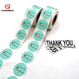 EBB Custom Cream Apricot Waterproof Round Stickers Glossy Sticker Roll Baby Candle Gift Packaging Adhesive Sealing <b>Labels</b> - Product Image 1