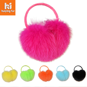 Otantik tilki kürk termal kulaklıklar peluş yumuşak kulak koruyucu kabarık güvenli Fit çok renkli özelleştirilebilir - Product Image 1