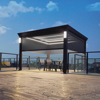 Pergola Aluminium Bioklimatik Bermotor Otomatis Ukuran 3x3 3x4 6x4 untuk Taman, Gazebo, dan Paviliun